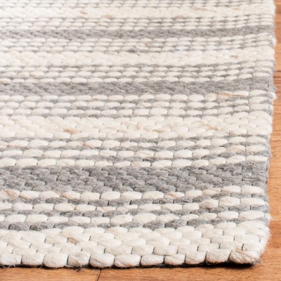Marbella Grey and Taupe Striped Wool Synthetic 3x5 Rug