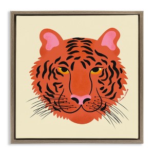 Stupell Industries Modern Wild Tiger Face Black Framed Floater Canvas Wall Art - 1 of 4