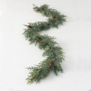 Sullivans Artificial 5'6" Frosted Arborvitae Garland - 1 of 4