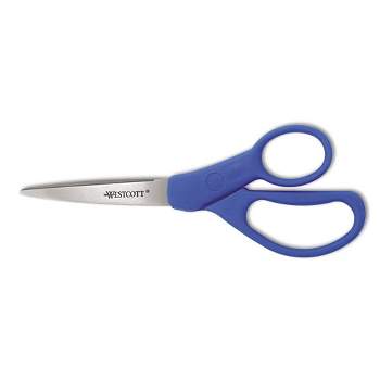 Westcott Preferred Line Stainless Steel Scissors, 7" Long, 3.25" Cut Length, Blue Offset Handle