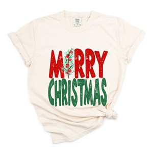 Simply Sage Market Red and Green Merry Christmas Garment Dyed Tee - 1 of 4