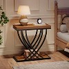 Tribesigns 2-Tier Narrow Side Table, Industrial Nightstand with Metal Frame, Small Bedside Tables for Bedroom, Small Spaces, Rustic Brown - 4 of 4