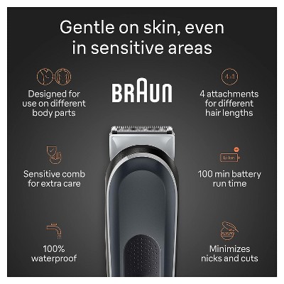 Braun Series 5 Bg5360 Men's Rechargeable Body Groomer + 2 Attachment ...