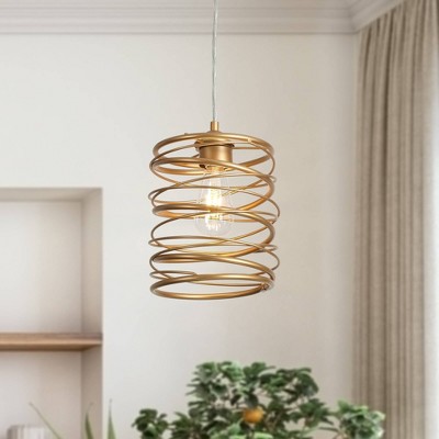 Gold Wire Cage Mini Pendant Light with LED Bulb