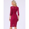 Allegra K Women's Lace 3/4 Sleeve Square Neck Knee Length Sheath Dress - 4 of 4