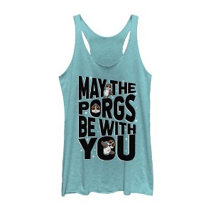 Women's Star Wars The Last Jedi May the Fourth Porgs Be With You Racerback Tank Top - 1 of 3