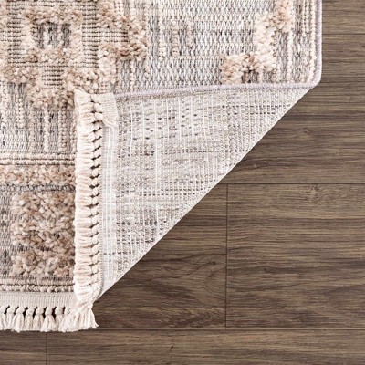 Gray Geometric High-Low Pile Polyester Runner Rug 2'7" x 7'3"