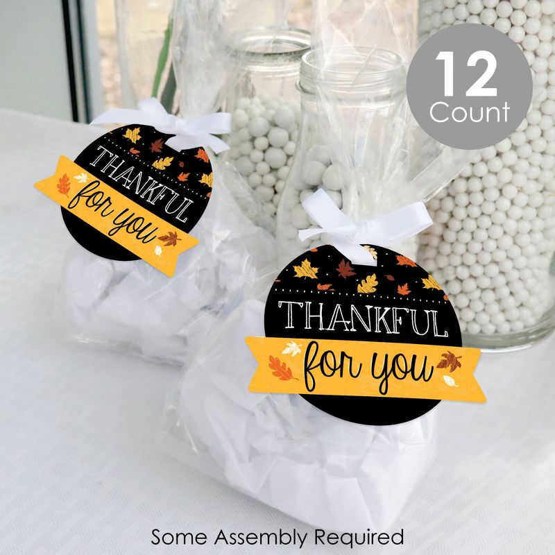 Big Dot of Happiness Give Thanks - Thanksgiving Party Clear Goodie Favor Bags - Treat Bags With Tags - Set of 12, 2 of 9