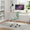 FurnitureR Armless Desk Chair with Rolling Wheels, Compact Adjustable Height Swivel Study Computer Task Chair with Breathable Back, Green - 4 of 4