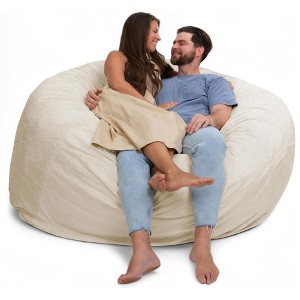 Ultimate Sack 6ft Bean Bag Chair, Oversized Comfortable Indoor Floor Lounger, Giant Foam-Filled Furniture for Relaxing, Ivory Fur - 1 of 4
