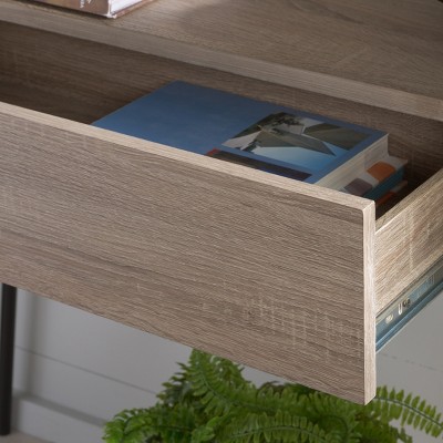 Light Grey Oak and Black Metal Console Table