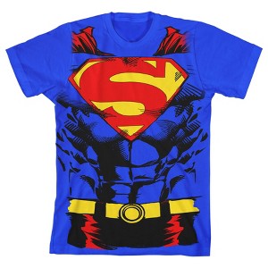 Superman Cosplay Costume Youth Royal Blue Graphic Tee - 1 of 3