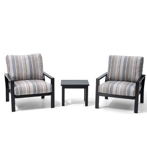 Crestlive Products 3pc Outdoor Set Outdoor Dining Chairs with Sunbrella Cushion and Patio Table Aluminum Frame - 1 of 4