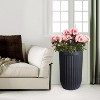 23 Inch Tall Planters Set of 2 Tall Fluted Planter, Outdoor Self Watering Pots with Water Level Monitor for Indoor Outdoor Plants,Black - 3 of 4