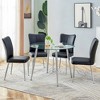 KWPZQEB 5-Piece Table and Chair Set, Round Dining Table With Tempered Glass & Metal Legs, Paried With 4 Upholstered Chairs for Kitchen, Dining Room - 2 of 4