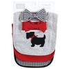 Hudson Baby Infant Girl Cotton Bib and Headband or Caps Set, Scottie Dog, One Size - 2 of 4
