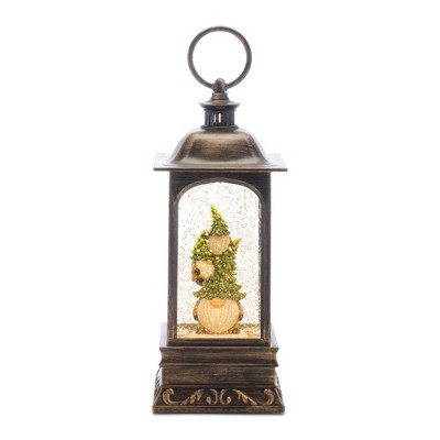 Melrose Gnome Snow Globe Lantern 9.75"H