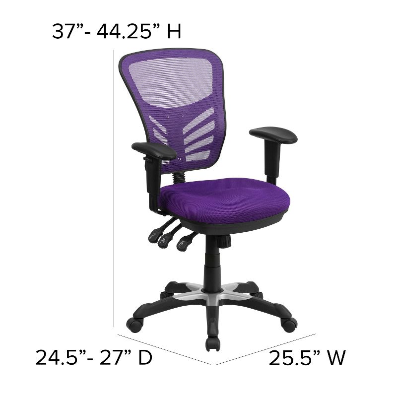 Emma and Oliver Mid-Back Mesh Triple Paddle Swivel Ergonomic Office Chair with Adjustable Arms, 4 of 12