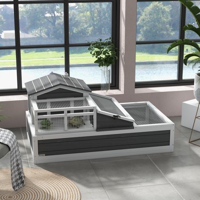 Storm Gray Wooden 3-Room Tortoise Habitat with Balcony