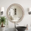 Wooakway 24"H Antique Natural Wood Round Beaded Wall Mirror Rustic Decor for Bedroom Bathroom Living Room - 2 of 4