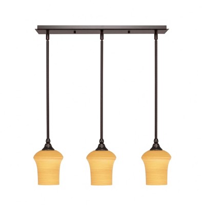 Toltec Lighting Any 3 - Light Chandelier in  Dark Granite with 5.5" Zilo Cayenne Linen  Shade