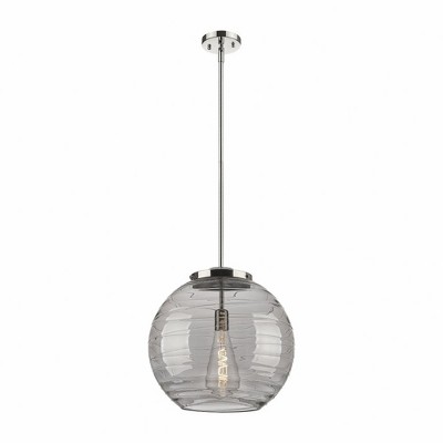 Athens Deco Swirl - 100W 1 LED Stem Hung Pendant In Industrial Style-17.13 Inches Tall and 15.75 Inches Wide