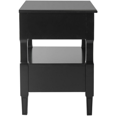 Burgundy Inspired Black 2-Drawer Nightstand with Silver Pulls