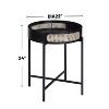 NicBex Wooden Top Mesh Border End Table with Metal Legs and Rattan Insert for Living Room - 4 of 4