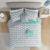 Sapphtopaz Bedding Comforter Set Reversible Chevron Print Quilt Set with Printed Pleats Decoration Throw Pillow - 2 of 4