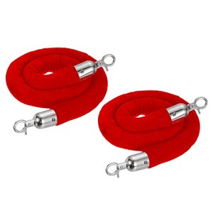 Unique Bargains Hotel Adjustable Velvet Crowd Control Stanchion Rope with Snap Hooks 2 Pcs - 1 of 4