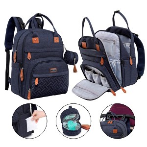 BabbleRoo Diaper Bag Backpack Stylish Hands-Free Baby Bag with Changing Pad, Stroller Straps & Water-Resistant - 1 of 4