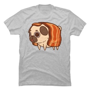 Men's Design By Humans Puglie Bacon Strip By Puglie T-Shirt - 1 of 4