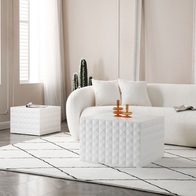 Modern Nesting Coffee Table Set Of 2, Wooden Square End Table, Accent ...