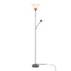 LumiSource Dual 72" Contemporary Metal Floor Lamp in Silver Metal/Frosted White Plastic Shades - 3 of 4