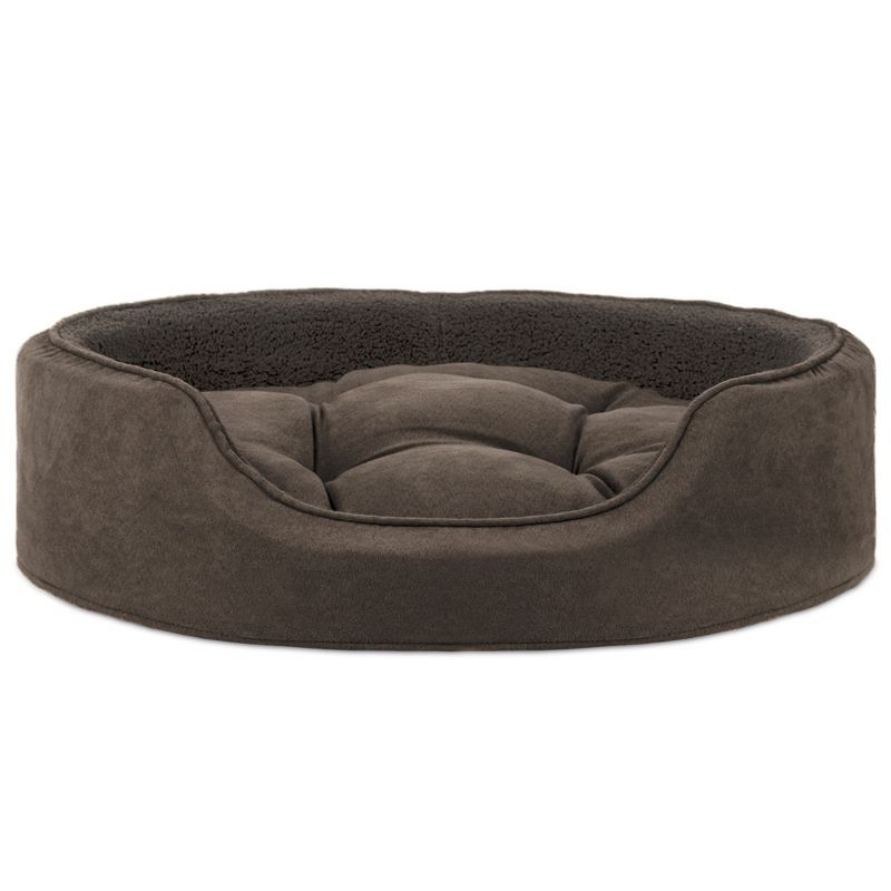 FurHaven Snuggle Terry & Suede Oval Cuddler Dog Bed, 2 of 5