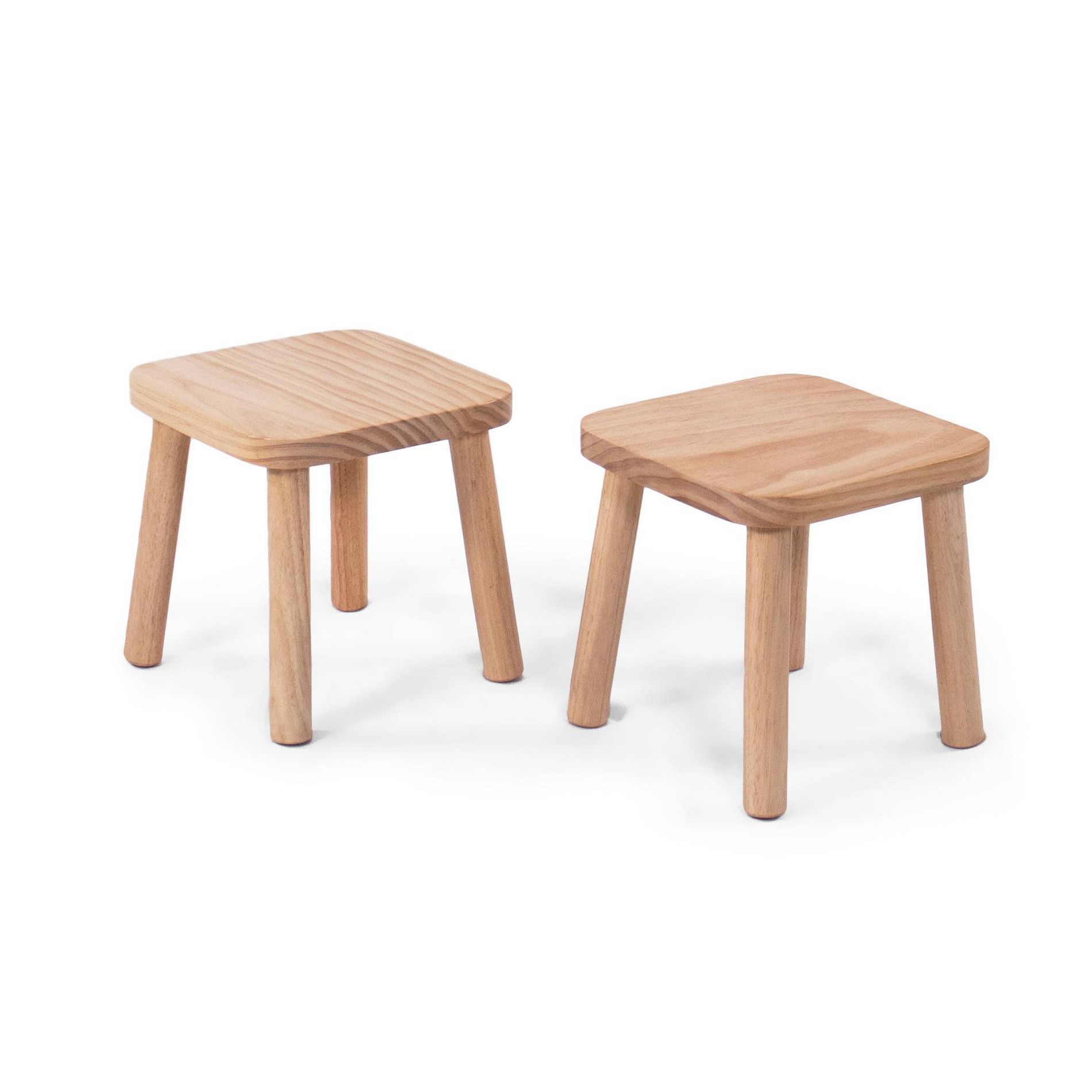 Humble Crew 2pc Kids' Stool Set Natural Wood: SL143, Wood Grain Design, Armless Chairs, Spot Clean, 90-Day Warranty