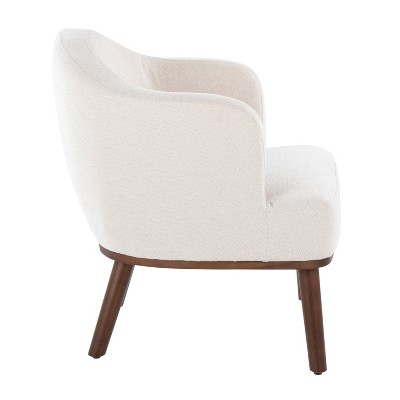Ahoy Cream Mid-Century Modern Wood Accent Chair