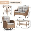 Gymojoy 5 Piece Outdoor Wicker Loveseat Sofa with Patio Swivel Glider Chairs with Coffee Table and Side Table - 3 of 4