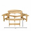 Wood Picnic Table, DIY with 3 Built-in Benches, Umbrella Hole, Outside Table and Bench Set, Outdoor Round Picnic Tables - 3 of 4