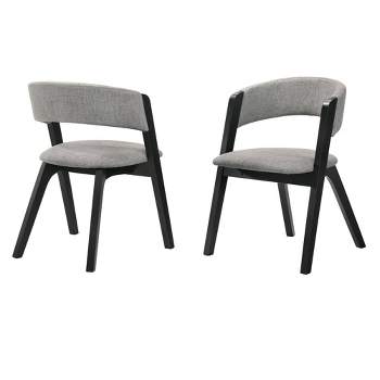 Set of 2 Rowan Upholstered Dining Chairs Black Finish - Armen Living