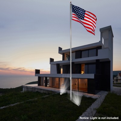 25ft Silver Aluminum Sectional Flagpole Kit with Gold Ball
