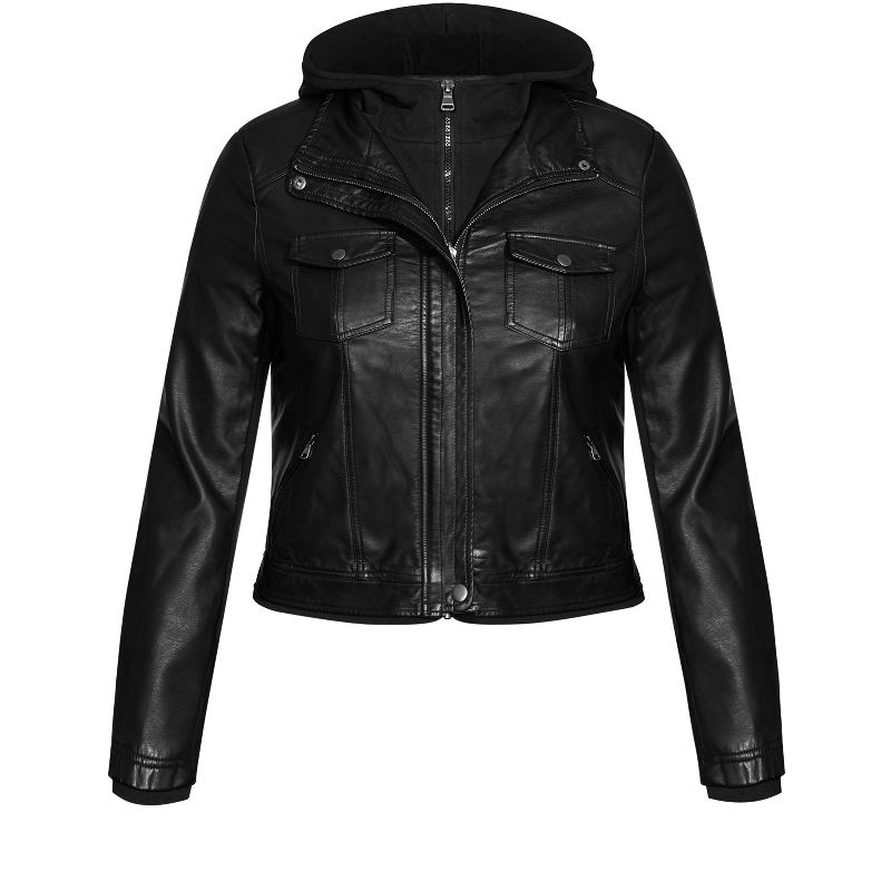 Women's Plus Size Layered Hoodie Jacket - black | CCX, 3 of 4
