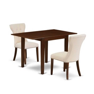 HomeStock 3-Pc Mahogany Finish Rectangular Solid Wood Top With Dropleaf Dining Table Set - 1 of 4