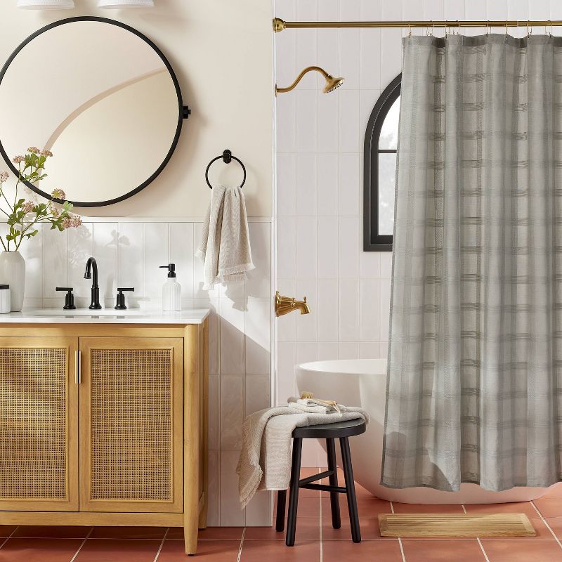 Washed Square Shower Curtain - Hearth & Hand™ with Magnolia, 3 of 5