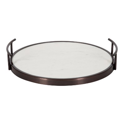 Elegant Round 14'' Bronze Marble Display & Serving Tray