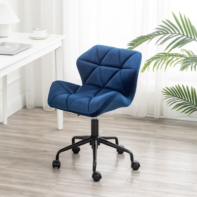 VYNXARIA Diamond Tufted Adjustable Swivel Office Chair, Blue