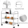 3-Tier Kitchen Serving Cart – Heavy-Duty Stainless Steel Rolling Utility Cart with 360° Swivel Wheels, Storage Trolley Handle Bar - 3 of 4