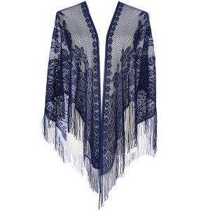 INSPIRE CHIC Women's Lace Mesh Fringe Triangle Shawls Scarves 1Pc - 1 of 4