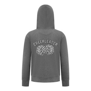 Everyday Kids Cheerleader Girls Zip Up Hoodie – Pom Pom Sketch Graphic Sweatshirt - 1 of 4