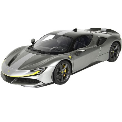 Ferrari SF90 Stradale Race Version Iron Gray Metallic with DISPLAY CASE Limited Edition to 229 pieces Worldwide 1/18 Model Car by BBR